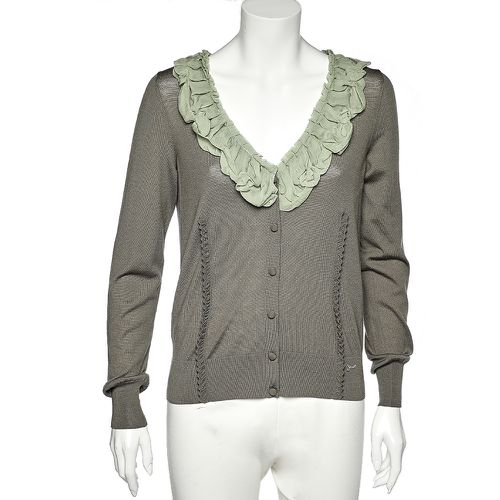 Wool & Silk Ruffle Neck Cardigan L - Fendi - Modalova