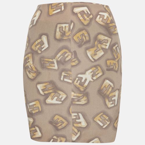 Logo Monogram Printed Silk Mini Skirt M - Fendi - Modalova