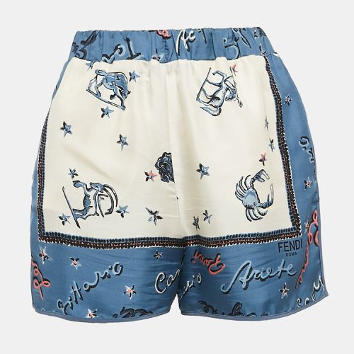 Blue/ Astrology Print Silk Shorts S - Fendi - Modalova