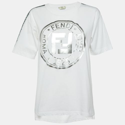 Embossed Logo Print Cotton Crew Neck T-Shirt S - Fendi - Modalova