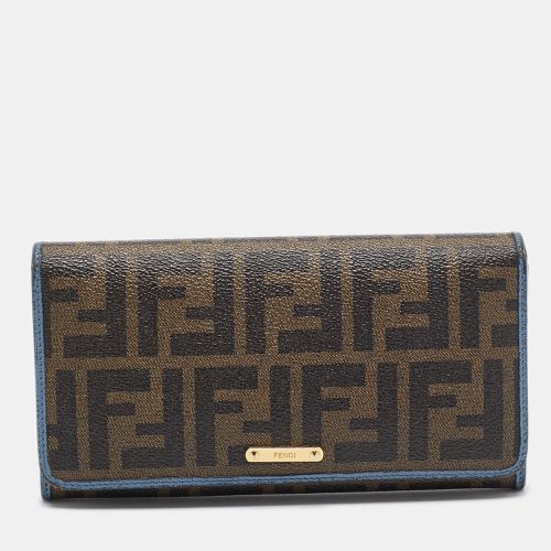 Blue Zucca Coated Canvas and Leather Flap Continental Wallet - Fendi - Modalova