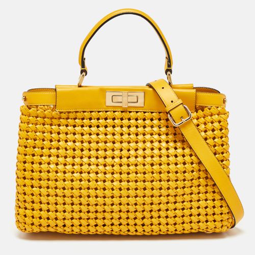 Woven Leather Medium Peekaboo Top Handle Bag - Fendi - Modalova