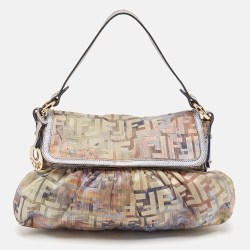 Zucca Fabric and Lizard Embossed Leather Chef Shoulder Bag - Fendi - Modalova