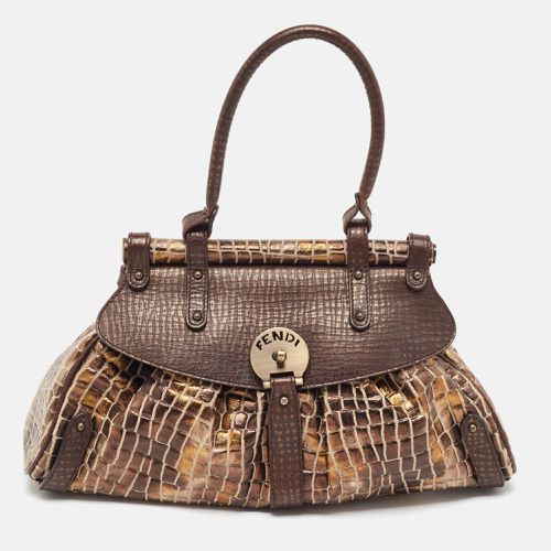 Metallic/Dark Croc Effect Canvas Magic Satchel - Fendi - Modalova