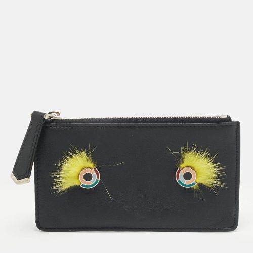 Leather and Mink Fur Monster Eyes Zip Card Holder - Fendi - Modalova