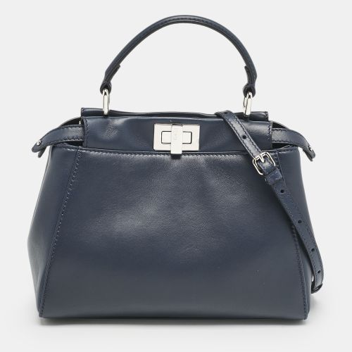 Navy Leather Mini Peekaboo Top Handle Bag - Fendi - Modalova