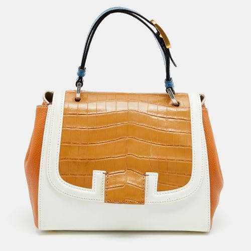 Leather And Crocodile Silvana Top Handle Bag - Fendi - Modalova