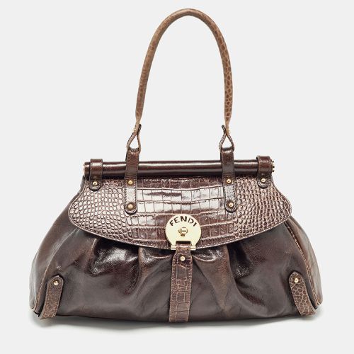 Choco Crocodile and Leather Magic Top Handle Bag - Fendi - Modalova