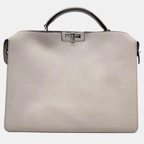 Light Gray Leather Medium Peekaboo ISeeU Top Handle Bag - Fendi - Modalova