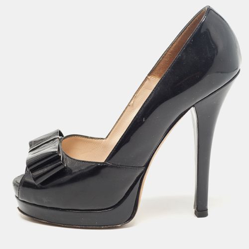 Patent Leather Bow Peep Toe Platform Pumps Size 38 - Fendi - Modalova