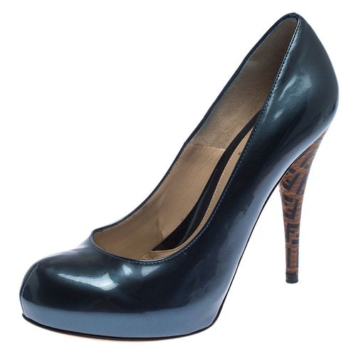 Patent Leather Zucca Heel Platform Pumps Size 39 - Fendi - Modalova