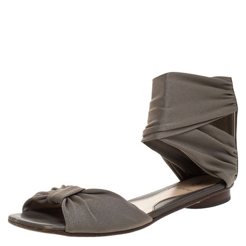 Stretch Fabric Ankle Wrap Flat Sandals Size 36.5 - Fendi - Modalova