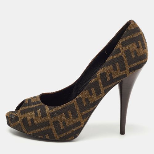 Zucca Canvas Peep Toe Pumps Size 39 - Fendi - Modalova