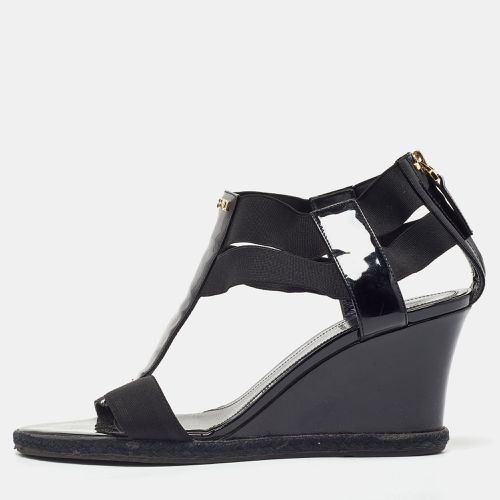 Patent Leather and Elastic T-Strap Wedge Sandals Size 38.5 - Fendi - Modalova