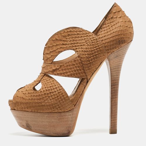 Python Embossed Leather Peep Toe Pumps Size 36 - Fendi - Modalova