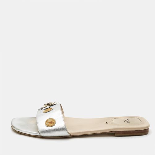 Leather Flowerland Flat Slides Size 40.5 - Fendi - Modalova