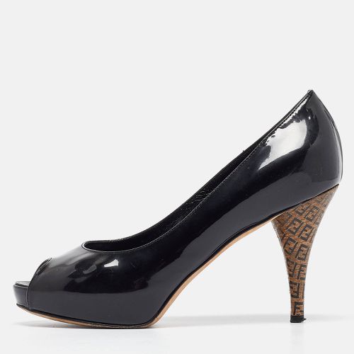 Patent Leather Zucca Heel Platform Pumps Size 35 - Fendi - Modalova