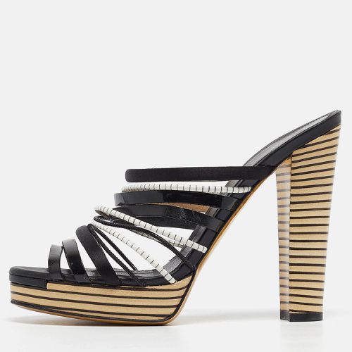 Leather and Satin Strappy Platform Slide Sandals Size 41 - Fendi - Modalova