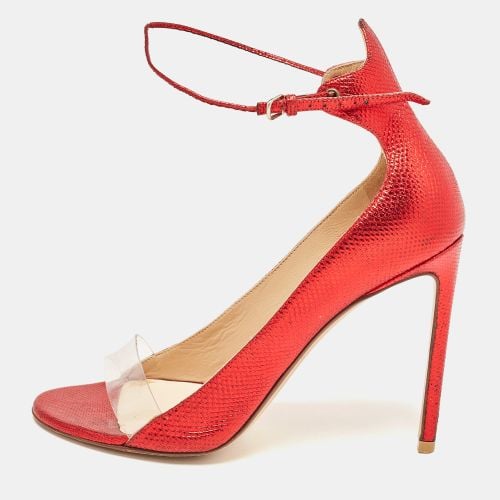 Leather and PVC Open Toe Ankle Strap Pumps Size 38 - Francesco Russo - Modalova