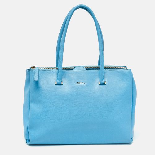 Furla Light Blue Leather Linda Tote - Furla - Modalova