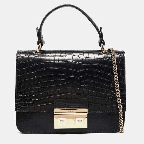 Croc Embossed and Leather Mini Bella Top Handle Bag - Furla - Modalova