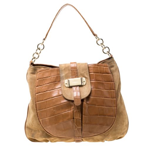 Suede and Croc Embossed Leather Hobo - Furla - Modalova