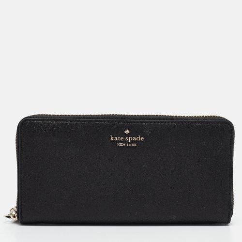 Black Glitter Leather New York Joeley Zip Continental Wallet - Kate Spade - Modalova