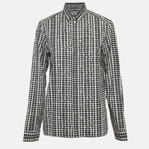 White Abstract Check Cotton Shirt M - Kenzo - Modalova