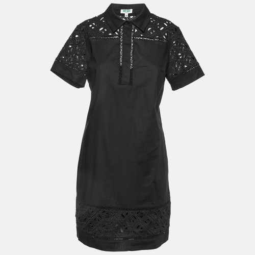 Cotton Poplin Lace Detailed Short Sleeve Dress M - Kenzo - Modalova