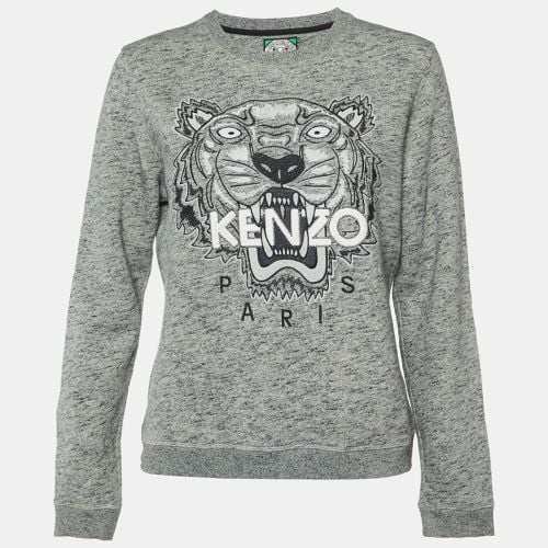 Tiger Embroidered Melange Cotton Sweatshirt L - Kenzo - Modalova