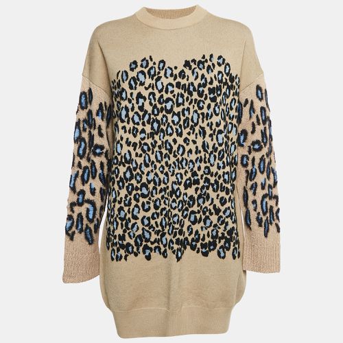 Camel Tiger Pattern Wool Blend Knit Mini Dress S - Kenzo - Modalova