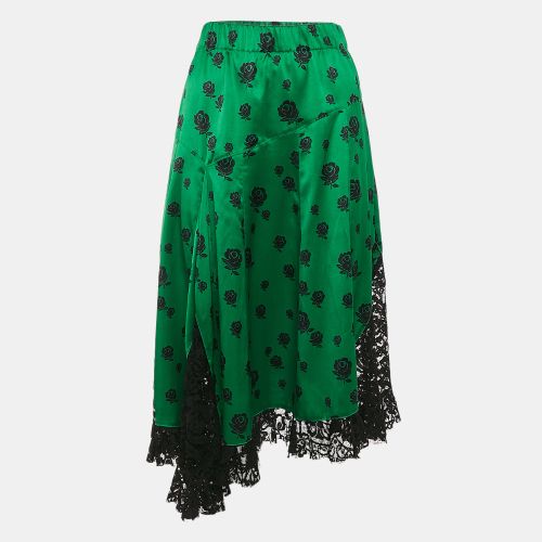 Floral Print Lace Trim and Silk Midi Skirt M - Kenzo - Modalova