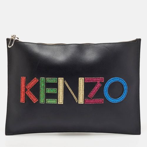 Leather Logo Flat Zip Pouch - Kenzo - Modalova