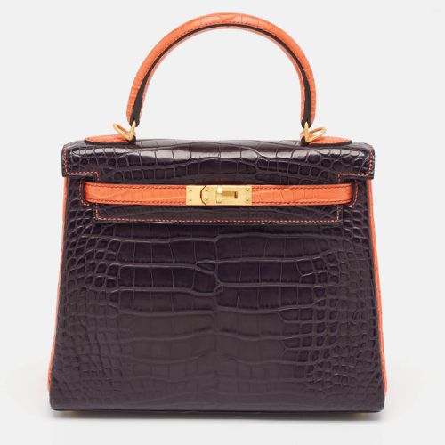 Hermès Poppy/Amethyst Alligator Mississippiensis Gold Finish Kelly Retourne 25 Bag - Hermes - Modalova