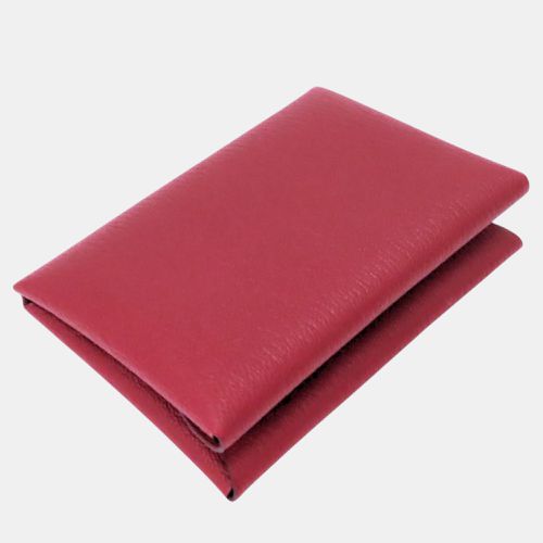 Chevre Calvi Duo Card Case Red Leather - Hermes - Modalova