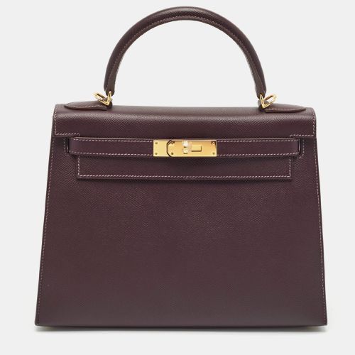 Hermès Raisin/Bleu de Malte Epsom Leather Gold Finish Kelly Sellier 28 Bag - Hermes - Modalova