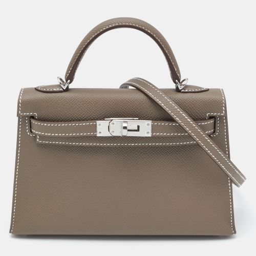 Hermès Etoupe Epsom Leather Palladium Finish Mini Kelly II Sellier 20 Bag - Hermes - Modalova