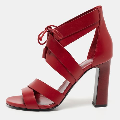 Dark Leather Ankle Strap Sandals Size 38 - Hermes - Modalova