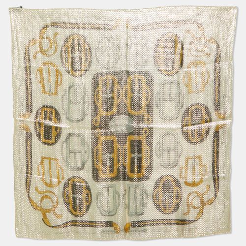 Gold Bouclerie d'Attelage Lurex Silk Glitter Scarf - Hermes - Modalova