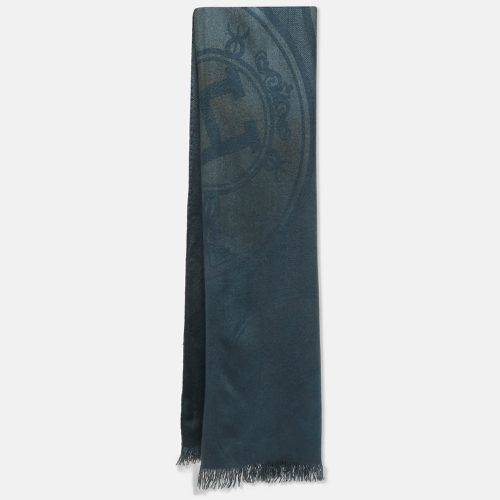 Teal Jacquard Cashmere Blend New Libris Scarf - Hermes - Modalova