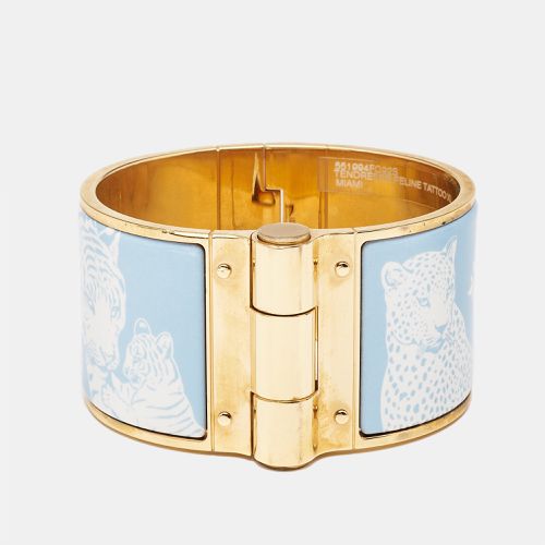 Hermès Tendresse Feline Tattoo Enamel Plated Extra Wide Hinged Bangle Bracelet - Hermes - Modalova