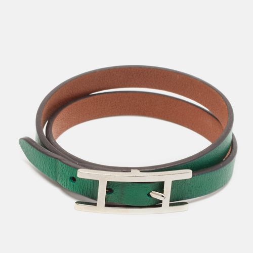 Behapi Leather Palladium Plated Tone Double Tour Bracelet - Hermes - Modalova