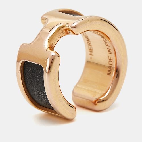 Hermès Olympe Leather Gold Plated Small Ear Cuff Ring - Hermes - Modalova