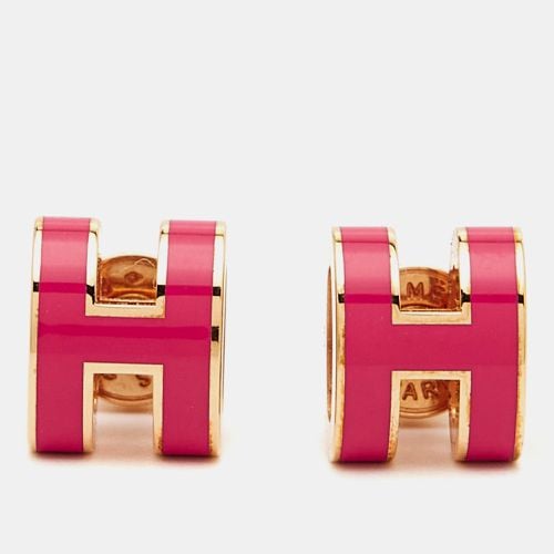 Hermès Mini Pop H Enamel Gold Tone Stud Earrings - Hermes - Modalova