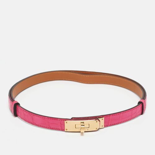 Hermès Rose Shocking Alligator Gold Tone Finish Kelly 18 Belt Adjustable - Hermes - Modalova