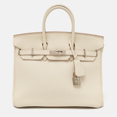 Craie Togo Leather Palladium Finish Birkin 25 Bag - Hermes - Modalova