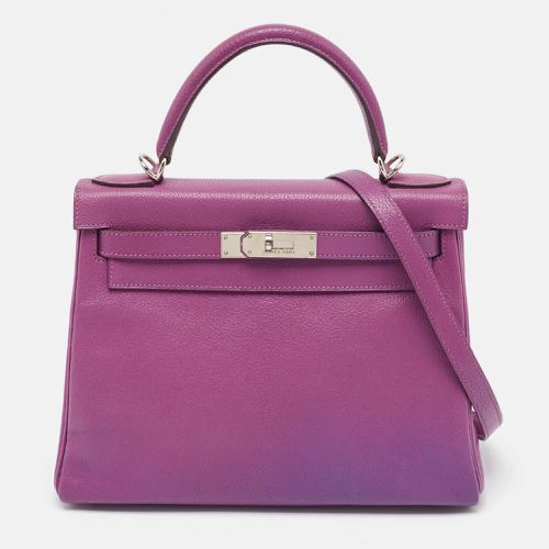 Cyclamen Chevre Mysore Leather Palladium Finish Kelly Retourne 28 Bag - Hermes - Modalova