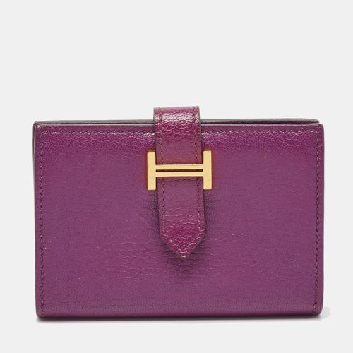 Anemone Chevre Chamkila Leather Bearn Card Holder - Hermes - Modalova