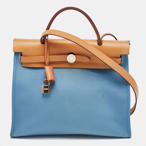 Bleu Izmir/Natural Toile and Vache Hunter Herbag Zip 31 Bag - Hermes - Modalova