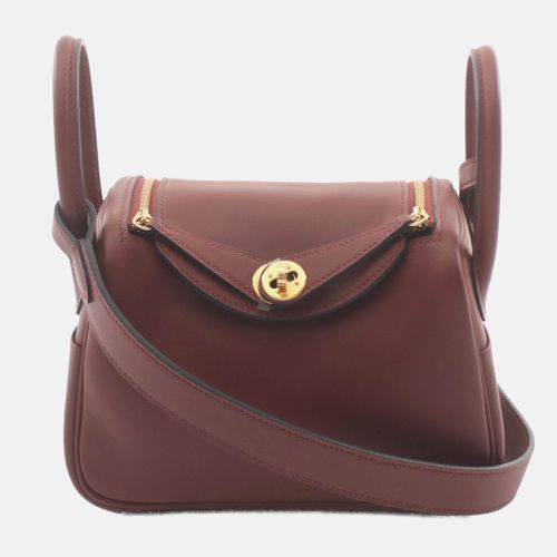 Bordeaux Red Leather Lindy Mini Shoulder Bag - Hermes - Modalova